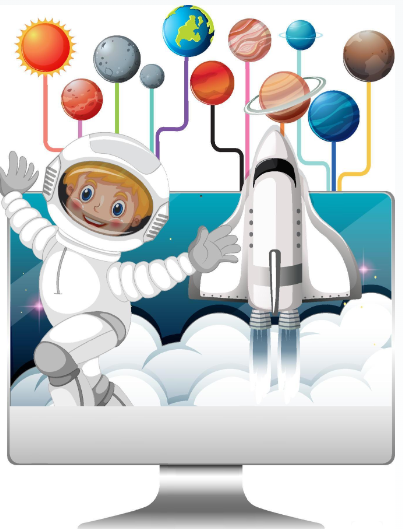 Student using project-based learning on a space project